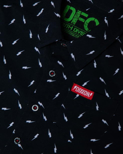 BOLT BLACK/WHITE PARTY SHIRT SHORT SLEEVE BUTTON UP  - YOUTH